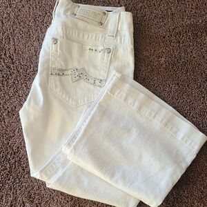 Miss Me White Flare Jeans with Silver Accents